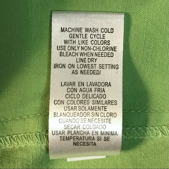 Sandra Darren dress, lime green with brass studs across waist, pockets on front - Picture 10 of 10